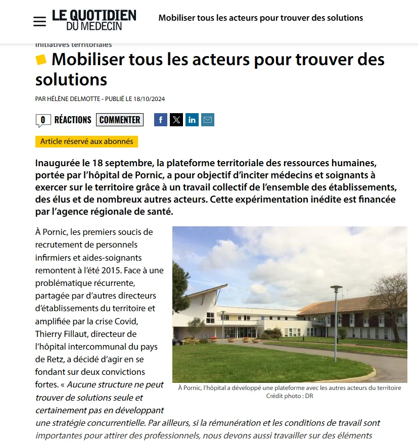 Article de presse sur l'inauguration de la plateforme territoriale RH